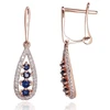 Diamond Sky Jewelry Auksiniai auskarai su deimantais ir safyrais „Kamelija IV“
