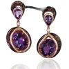 Diamond Sky Jewelry Auksiniai auskarai-vinukai su deimantais ir ametistais „Žvaigždynas“