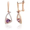 Diamond Sky Jewelry Auksiniai auskarai su deimantais ir ametistais „Šviesos Geometrija“