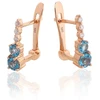 Diamond Sky Jewelry Auksiniai auskarai su deimantais ir topazais „Jūros melodija“