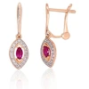 Diamond Sky Jewelry Auksiniai auskarai su deimantais ir rubinais „Aleksandrija“