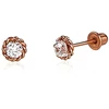 Diamond Sky Jewelry Auksiniai auskarai-vinukai su cirkoniais „Auksinė Gėlė XXX“