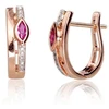 Diamond Sky Jewelry Auksiniai auskarai su deimantais ir rubinais „Dangaus Dovana II“