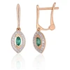 Diamond Sky Jewelry Auksiniai auskarai su deimantais ir smaragdais „Aleksandrija II“