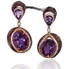 Diamond Sky Jewelry Auksiniai auskarai su deimantais ir ametistais „Žvaigždynas“