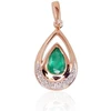 Diamond Sky Jewelry Auksinis pakabukas su deimantais ir smaragdais „Royal V“