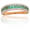 Diamond Sky Jewelry Auksinis žiedas su deimantais ir smaragdais „Kamelija XII“