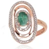 Diamond Sky Jewelry Auksinis žiedas su deimantais ir smaragdais „Emma II“