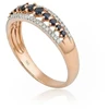 Diamond Sky Jewelry Auksinis žiedas su deimantais ir safyrais „Kamelija III“