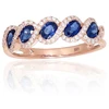 Diamond Sky Jewelry Auksinis žiedas su deimantais ir safyrais „Atėnė II“