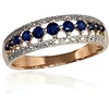 Diamond Sky Jewelry Auksinis žiedas su deimantais ir safyrais „Kamelija III“