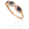 Diamond Sky Jewelry Auksinis žiedas su deimantais ir safyrais „Atėnė XII“