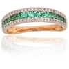 Diamond Sky Jewelry Auksinis žiedas su deimantais ir smaragdais „Kamelija XII“