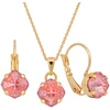 Diamond Sky Jewelry Papuošalų rinkinys moterims „Magical Square (Maroon Ignite)“ su Swarovski® kristalais
