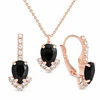 Diamond Sky Jewelry Papuošalų rinkinys moterims „Leonora II (Jet)“ su Preciosa® kristalais