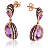 Diamond Sky Jewelry Auksiniai auskarai su deimantais ir ametistais „Žvaigždynas“