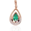 Diamond Sky Jewelry Auksinis pakabukas su deimantais ir smaragdais „Royal V“