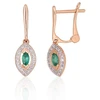 Diamond Sky Jewelry Auksiniai auskarai su deimantais ir smaragdais „Aleksandrija II“