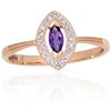 Diamond Sky Jewelry Auksinis žiedas su deimantais ir ametistais „Aleksandrija II“