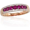 Diamond Sky Jewelry Auksinis žiedas su deimantais ir rubinais „Kamelija VI“