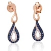 Diamond Sky Jewelry Auksiniai auskarai su deimantais ir safyrais „Princesės Ašara II“