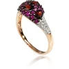 Diamond Sky Jewelry Auksinis žiedas su deimantais, rubinais ir granatais „Saulėta Simfonija II“