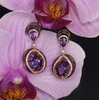 Diamond Sky Jewelry Auksiniai auskarai su deimantais ir ametistais „Žvaigždynas“