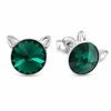 Diamond Sky Jewelry Sidabriniai auskarai „Cat (Emerald)“ su Swarovski® kristalais