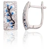 Diamond Sky Jewelry Sidabriniai auskarai su cirkoniais ir emaliu „Sakura Frost“