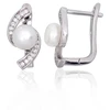 Diamond Sky Jewelry Sidabriniai auskarai su cirkoniais ir perlais „Moonwave“