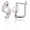 Diamond Sky Jewelry Sidabriniai auskarai su cirkoniais ir perlais „Moonwave“