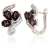 Diamond Sky Jewelry Sidabriniai auskarai su cirkoniais ir kvarcu „Smoky Petal“