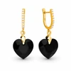 Diamond Sky Jewelry Sidabriniai auskarai „Romantic Heart III (Jet)“ su Swarovski® kristalais