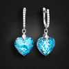 Diamond Sky Jewelry Sidabriniai auskarai „Romantic Heart III R (Aquamarine Shimmer)“ su Swarovski® kristalais