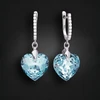 Diamond Sky Jewelry Sidabriniai auskarai „Romantic Heart III R (Aquamarine Mėlyna)“ su Swarovski® kristalais