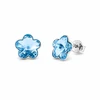 Diamond Sky Jewelry Sidabriniai auskarai moterims Diamond Sky „Sunny Flower (Aquamarine)“ su Swarovski kristalais