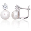 Diamond Sky Jewelry Sidabriniai auskarai su cirkoniais ir perlais „Moonlit Dew“