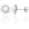 Diamond Sky Jewelry Sidabriniai auskarai su cirkoniais ir perlais „Daisy Light“