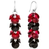 Diamond Sky Jewelry Sidabriniai auskarai moterims DiamondSky „Flamenco (Scarlet / Jet)“ su Swarovski kristalais