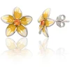 Diamond Sky Jewelry Sidabriniai auskarai-vinukai su cirkoniais ir emaliu „Scarlet Flower III“
