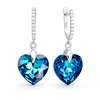 Diamond Sky Jewelry Sidabriniai auskarai „Romantic Heart III R (Bermuda Mėlyna)“ su Swarovski® kristalais