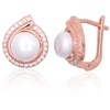 Diamond Sky Jewelry Sidabriniai auskarai su cirkoniais ir perlais „Pearl Muse“