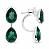 Diamond Sky Jewelry Sidabriniai auskarai moterims DiamondSky „Dew Drop (Emerald)„ su Swarovski kristalais