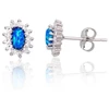 Diamond Sky Jewelry Sidabriniai auskarai-vinukai su cirkoniais ir opalitu „Mėnulio Žavesys VII“