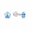 Diamond Sky Jewelry Sidabriniai auskarai moterims Diamond Sky „Sunny Flower II (Aquamarine)“ su Swarovski kristalais