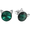 Diamond Sky Jewelry Sidabriniai auskarai „Cat (Emerald)“ su Swarovski® kristalais