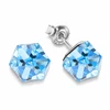 Diamond Sky Jewelry Sidabriniai auskarai moterims DiamondSky „Rubicon II (Aquamarine Mėlyna)„ su Swarovski kristalais