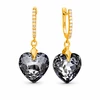 Diamond Sky Jewelry Sidabriniai auskarai „Romantic Heart III (Sidabrinis Night)“ su Swarovski® kristalais