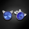 Diamond Sky Jewelry Sidabriniai auskarai „Cat (Sapphire)“ su Swarovski® kristalais