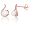 Diamond Sky Jewelry Sidabriniai auskarai su cirkoniais ir perlais „Pearl Muse III“